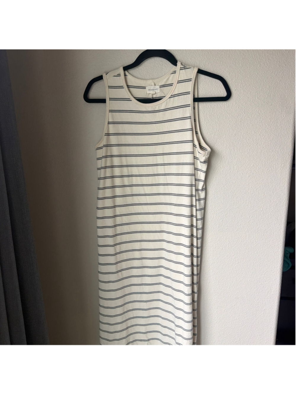 Women's Thread & Supply Striped Midi Dress, Size M, Beige and Black